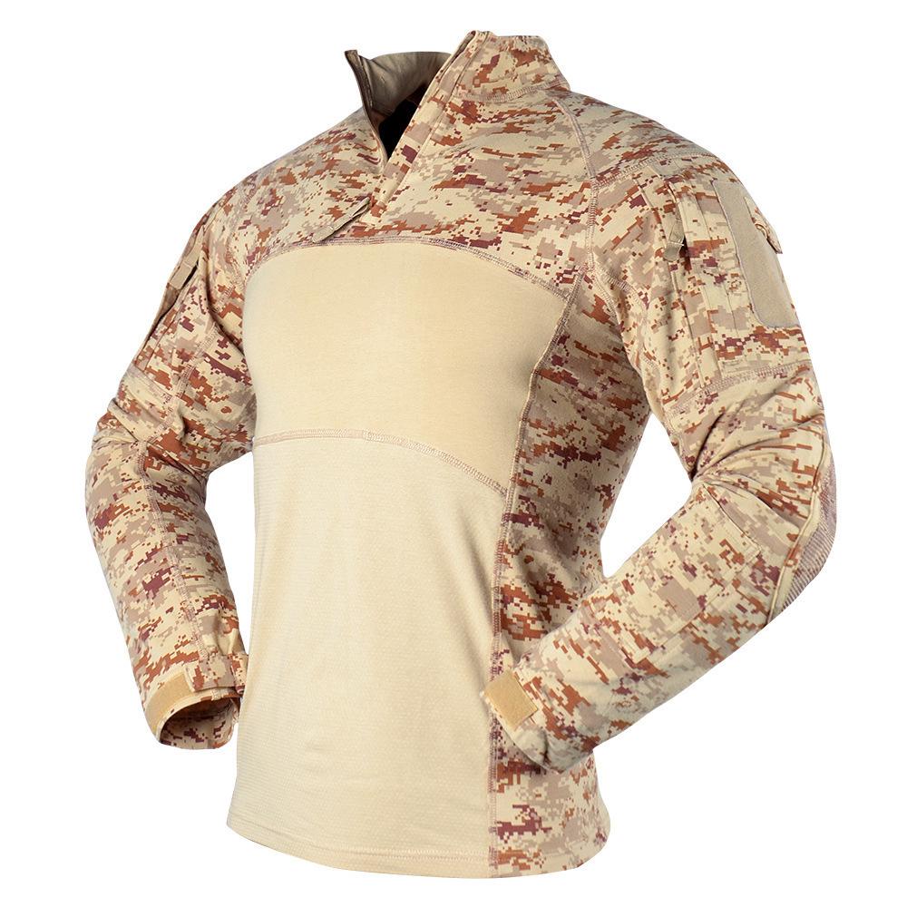 Maglia Tattica da Combattimento da Uomo Traspirante ad Asciugatura Rapida con Camouflage a Maniche Lunghe