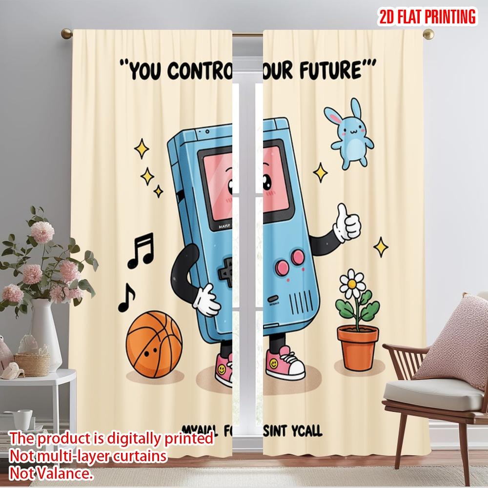 

2pcs 2D flat printing Party Curtains Retro Gamer Vintage Polyester Without Electricity Festive Holiday Use for Home Wall Yard 52.50×116.00 CM 2pcs