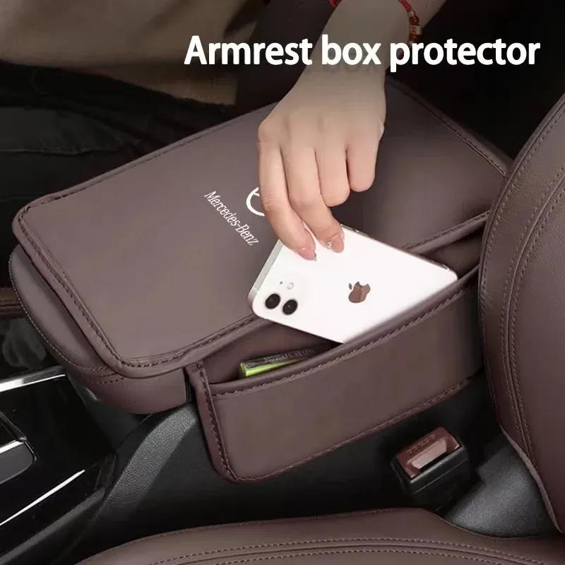 Car Armrest Storage Box Mat Center Arm Rest Protection Cushion For Mercedes Benz AMG W210 W211 W124 W168 W176 W203 CLA CLK GLA