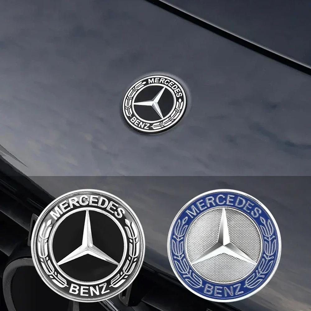 AABCE1 1pcs Car Logo Front Engine Hood Emblem Metal Flat Badge Accessories For Mercedes Benz AMG E S C A B Class GLE GLS CLS GLC CLA