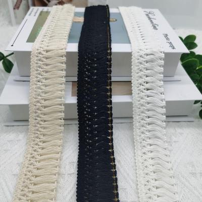 4 cm breit 10 yards/lot 3 farbe Erhältlich Schwarz/Beige/Papier weiß Schöne Baumwolle Fringe Spitze Beige Quaste spitze Trim Vorhang Spitze Nähen Handwerk Material