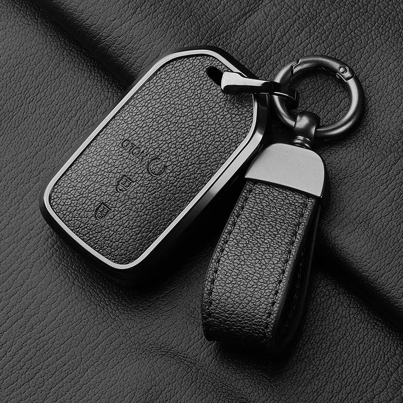 Aluminum Alloy Goatskin Car Key Case Cover For Honda Crv Cr-V Fit Civic Accord Hr-V Hrv City Odyssey Xr-V Auto Keychain