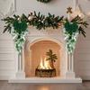 Yousheng Christmas Staircase Wreath Garland Bow Front Door Hanging Garden Xmas Tree Pendant Party New Year Home Decoration