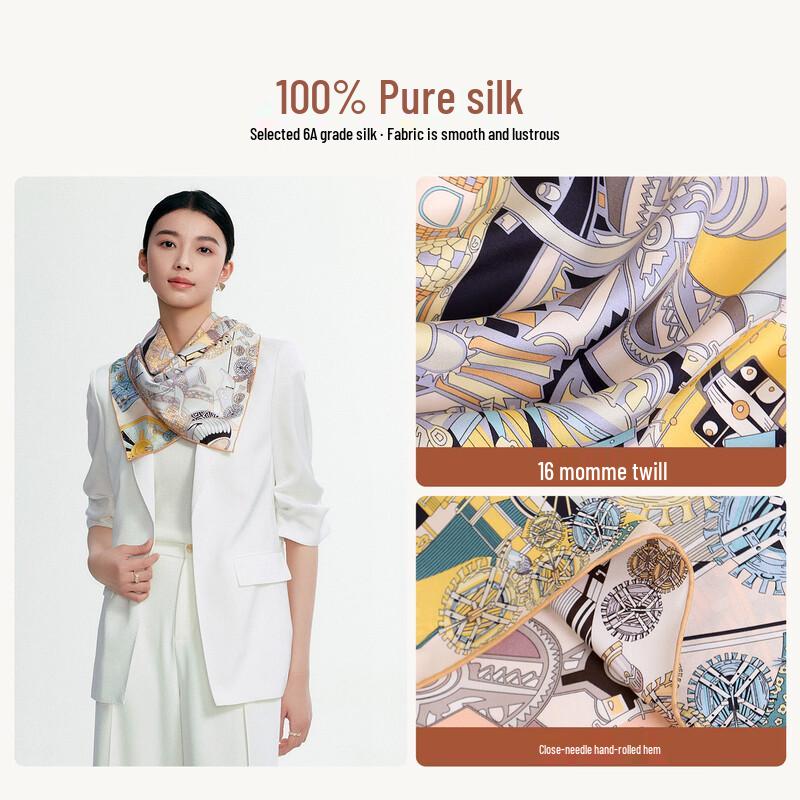 Jewel Butterfly 100% Mulberry Silk Double-Sided Scarf