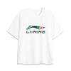 Li Ning Sports Lifestyle Series 2024 Série Honor Color S potiskem velkého loga In My Name Kulturní sportovní tričko s krátkým rukávem Unisex topy Bílá AHSUC27-1