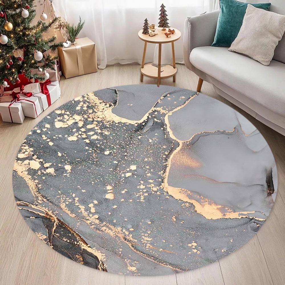 Marble Texture Round Carpets for Home Living Room Bedroom Rug Luxury Pattern Coffee Table Floor Mat Easy To Clean Home Decor