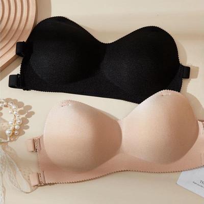 Damen Push-Up Rutschfest Unsichtbarer Trägerloser BH - Bügellos, Anti-Expositions Bandeau für Kleine Brust, Schöner Rücken