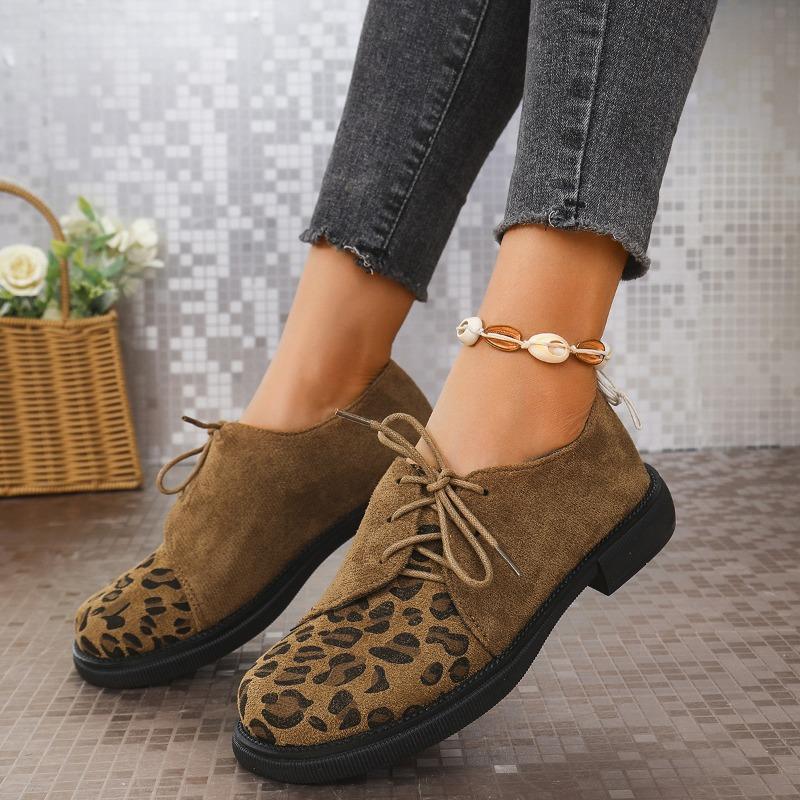 Large size platform women's spring and autumn new thick heel lace-up fashionable versatile and comfortable small leather shoes