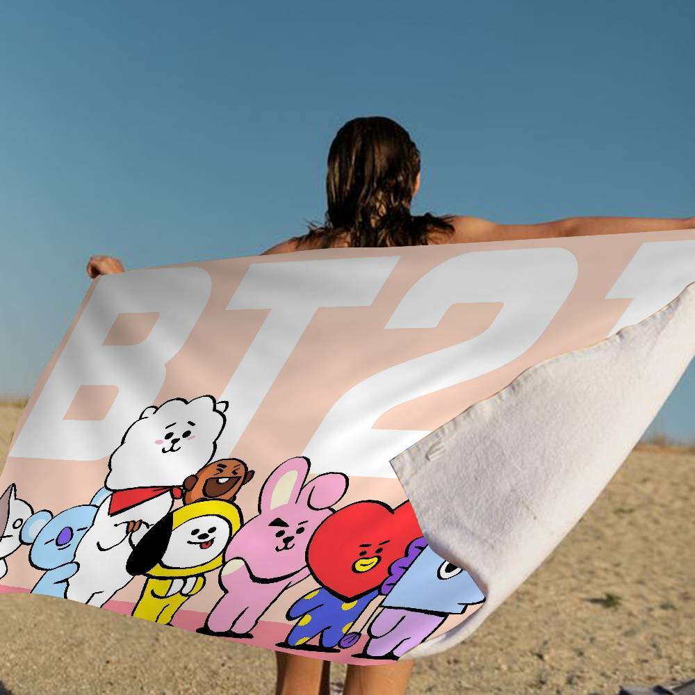B-Bt-21 Group Cartoon Anime Big Microfiber Beach Towels Quick Dry Towel Sand Beach Towels Pool Towel for Travel Swim Pool Yoga