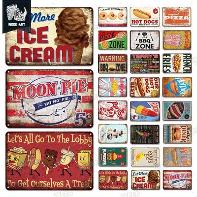 INEED Vintage Dekor Fast Food Kahvaltı Öğle Yemeği Tabela Duvar Posterleri Metal Işareti Sanat Plakası Mutfak Dekoratif Plak Metal Dekor