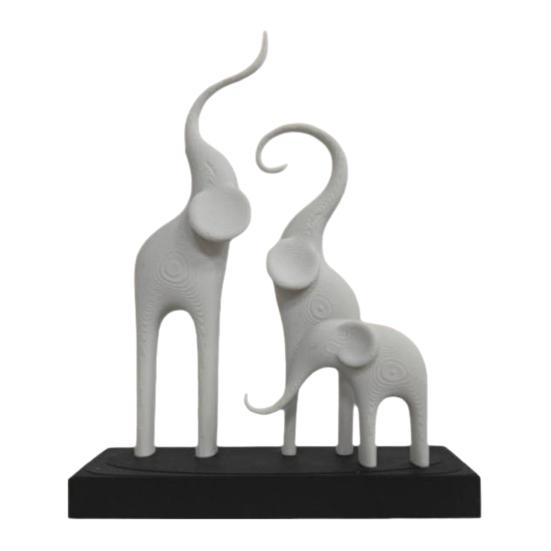 Elephant Family Statue Modern Art Elephants Figurine 3D Printed Abstract Elephant