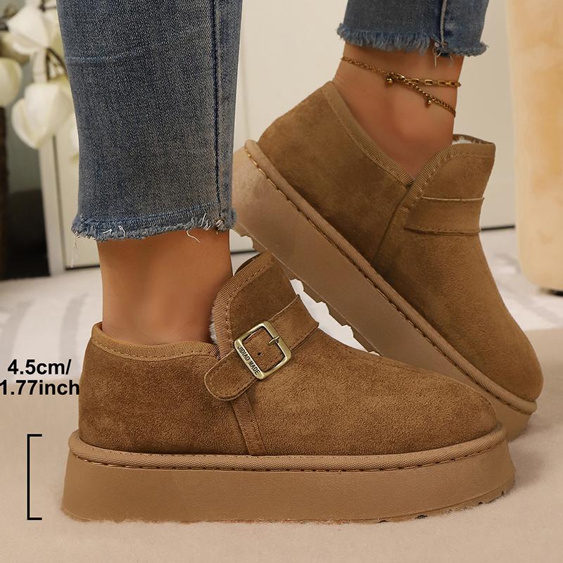 Faux Suede Platform Snow Boots Women Autumn Winter Thicken Plush Ankle Booties Mujer Non Slip Thick Sole Cotton Padded Shoes 43
