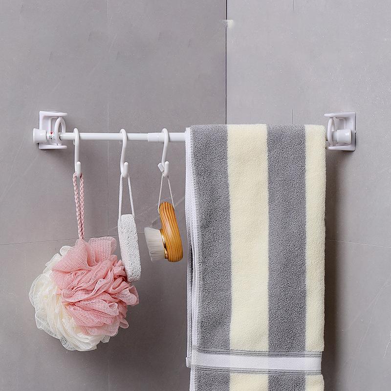 360 ° drehbarer, einziehbarer Stangenfixator für nicht bohrende, stark klebende Haken für Handtuchstange, Duschvorhangstangenhalterung, Haltergestell