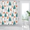 Merry Christmas Shower Curtains New Year Santa Bathroom Decor Bath Curtain Cartoon Snowman Elk Bath Bathroom Curtains