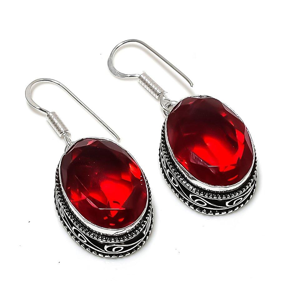 

Винтажные серьги ручной работы с гранатом из Мозамбика, этнические украшения, 1,50 дюйма, VR-2319