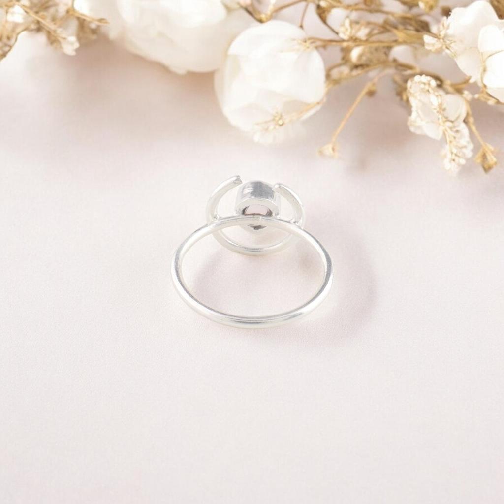 Rose Quartz Gemstone Ring 925 Sterling Silver Handmade Jewelry For Engagement RR-54-32