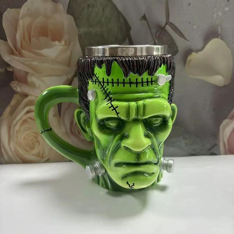 Halloween Novelty Mug Festive Creative Anime Cup Resin Stainless Steel 3D Design Mug For Wine Milk Decoration Gifts For Friends