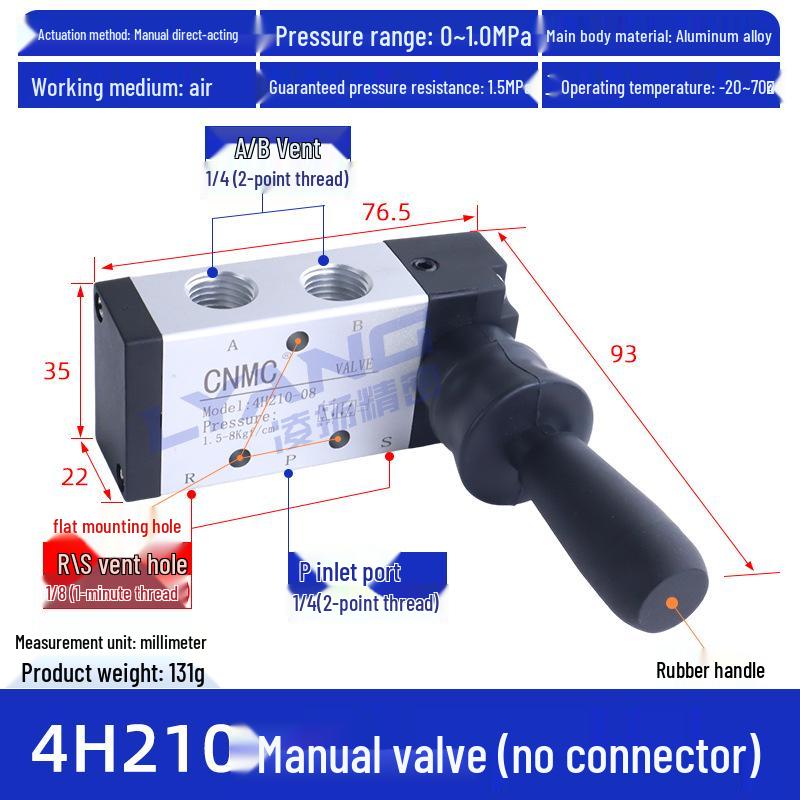 Two-position, Five-way Pneumatic Hand Lever Valve for Smooth, Responsive Manual Control.