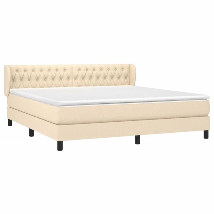 3126506 vidaXL Lit à sommier tapissier avec matelas Crème 180x200 cm Tissu