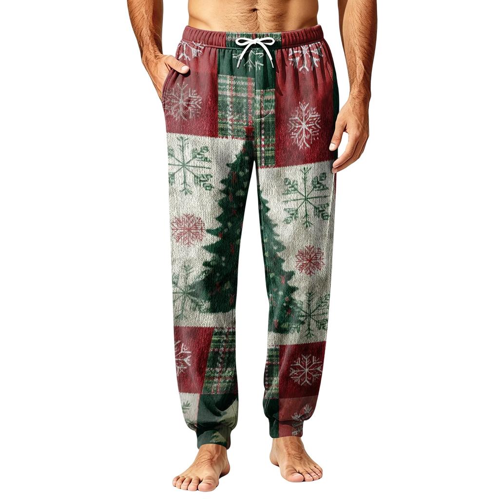 Men's Christmas Print Sleep Pants for Fall and Winter Comfort Wear