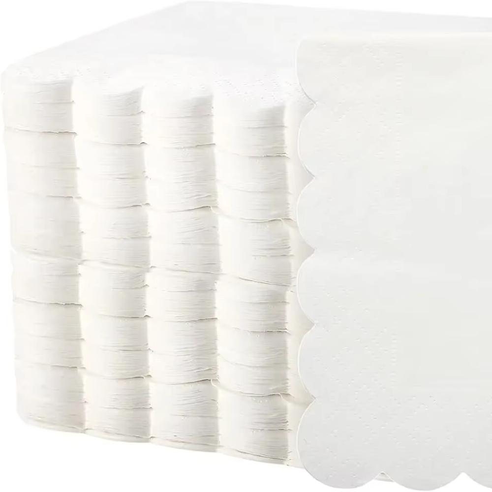 

50 шт. Салфетки для коктейля шалфейного цвета с фестончатым краем, одноразовые бумажные салфетки для вечеринки, салфетки для напитков для свадьбы, дня рождения, Рождества 50pcs бежевый