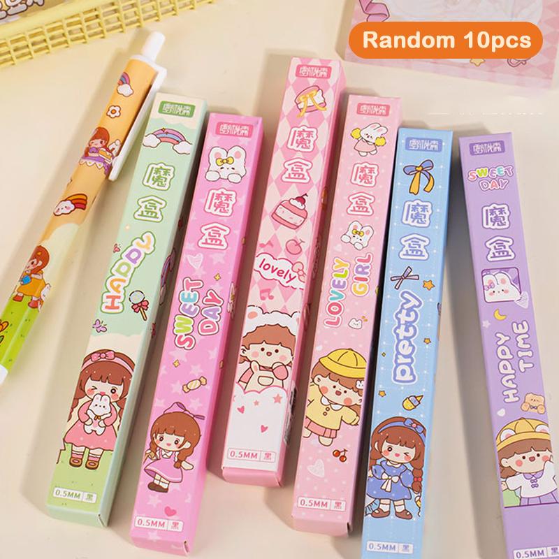 

10 шт. мультфільм студентський гель-ручка таємнича коробка підпис ручка милі кулькові ручки офісне приладдя студентські подарунки канцелярські товари