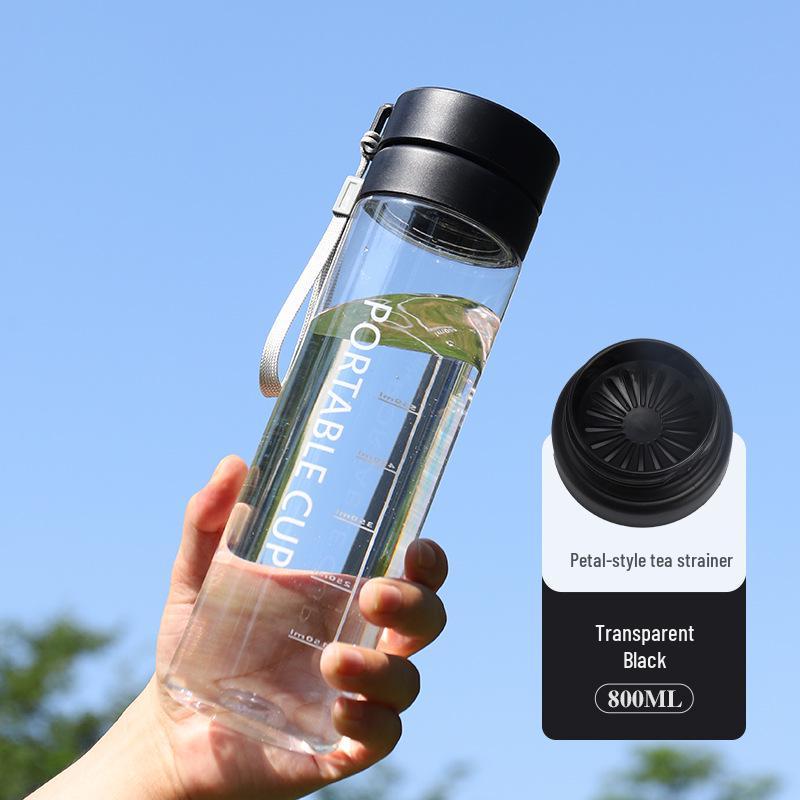 Large Capacity Frosted Sports Water Bottle with Tea Infuser and Lanyard - Customizable Outdoor Gift Cup