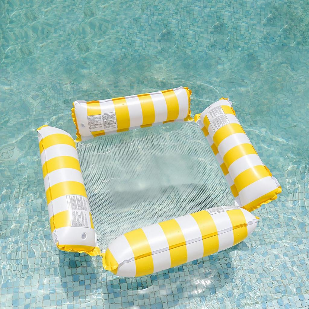 Aufblasbares Floß mit zwei Schläuchen und vier Schläuchen: Faltbares, Verdicktes Schwimmbett mit Rückenlehne für den Sommer-Wasserspaß
