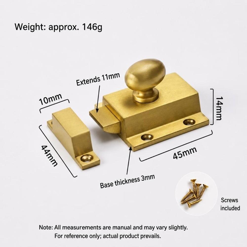 Solid Brass Cabinet Fastener Lock Mounted Hardware Furniture Door Bolt Cupboard Hardware
