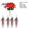 Pendant Bouquet for Window Christmas Poinsettia Hanging Garland, Artificial Silk Flowers with Red Berries Festive Balcony Ornament And Greenery, 85cm