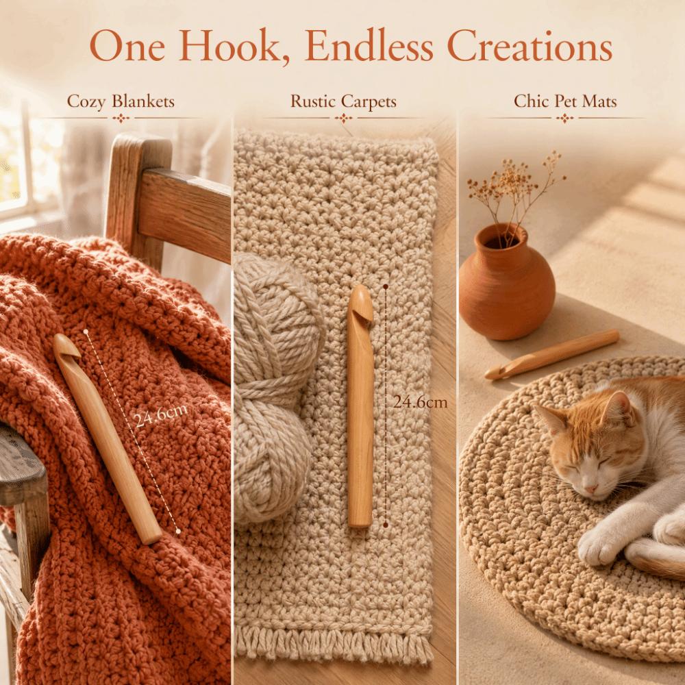 Handcrafted Design Knitting Needles 30mm Thick Hand Weaving Tool Crochet Hooks For DIY Crafts