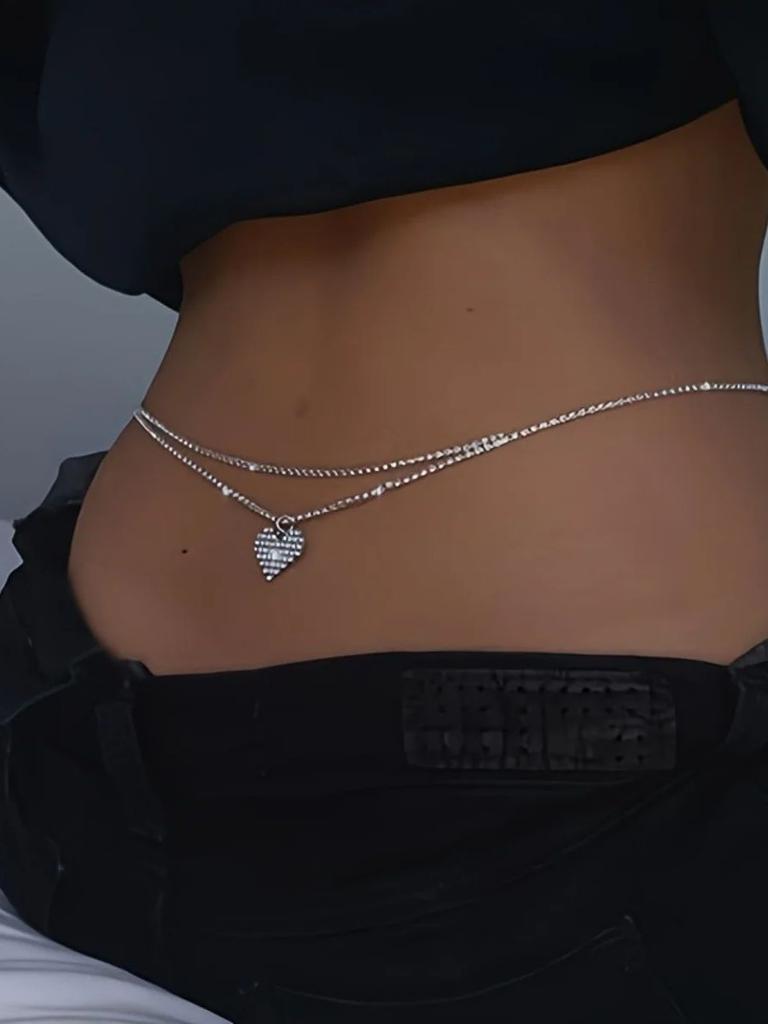 Y2K Waist Decor Chain For Women Trendy Heart Pendant Jewelry Belt Glitter Sexy Body Chain Girls Fashion Waist Decoration Chain