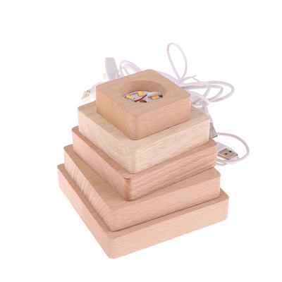 5/6/7/8/9/10Cm Led Solid Wood Lamp Square Night Light Usb Lamps Holder Diy Lights Holder Desktop Ornaments Decorative Lamp