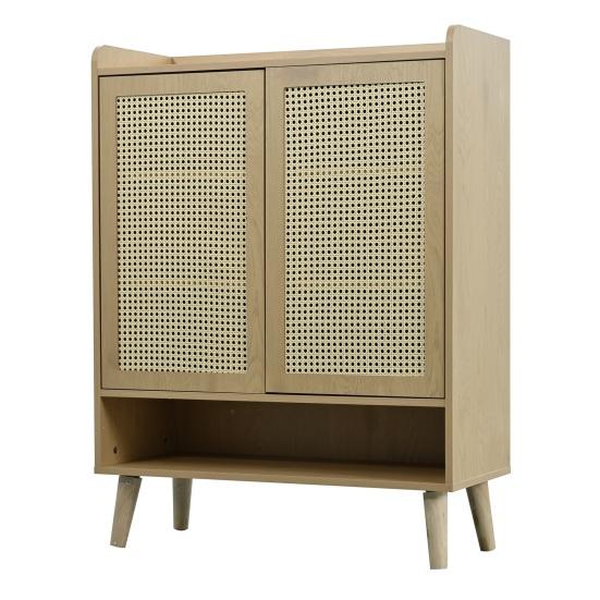 Free Standing Shoe Cabinet with 3 Tilt Doors 1 Drawer Wood Handles Solid Legs Space Saving No Burrs Small Closed Style Shoe Organizer Furniture