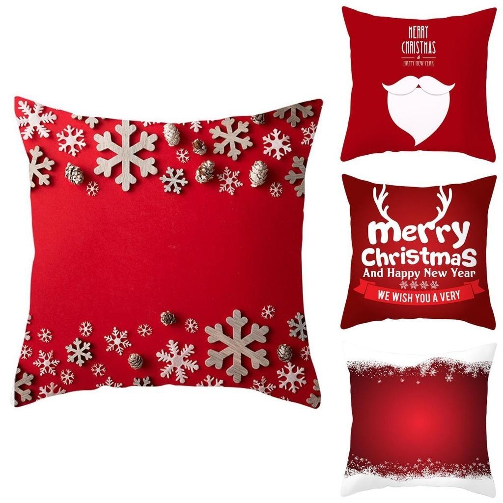 Festive Christmas Red Pillow Case Luxurious Cushion Cover For Cheerful Home Decor