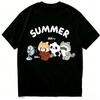 Kawaii Summer Cartoon Animals Graphic Tshirt Unisex Red Panda Panda Raccoon Print Loose Short Sleeve Modal Cotton Casual Tops