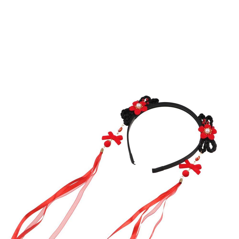 Zopfperücke Blume Neujahr Kopfschmuck Kinder Stirnband Hanfu Haarreif Chinesischer Stil Haarband