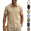2026 Men's Summer Linen Casual Trendy Outdoor Sports Breathable Multi-Pocket Workwear Collar Short-Sleeved Shirt