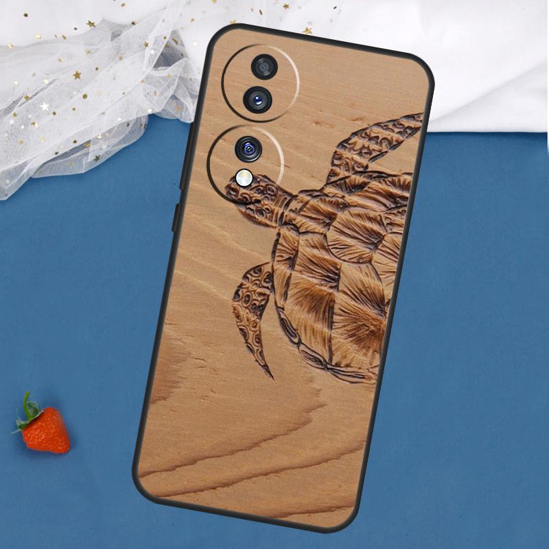 Wood Turtle Case For Honor Magic 7 5 6 Lite 8 Pro 200 400 50 70 90 X8c X8b X9a X9b X9c X9d Win RT Cover