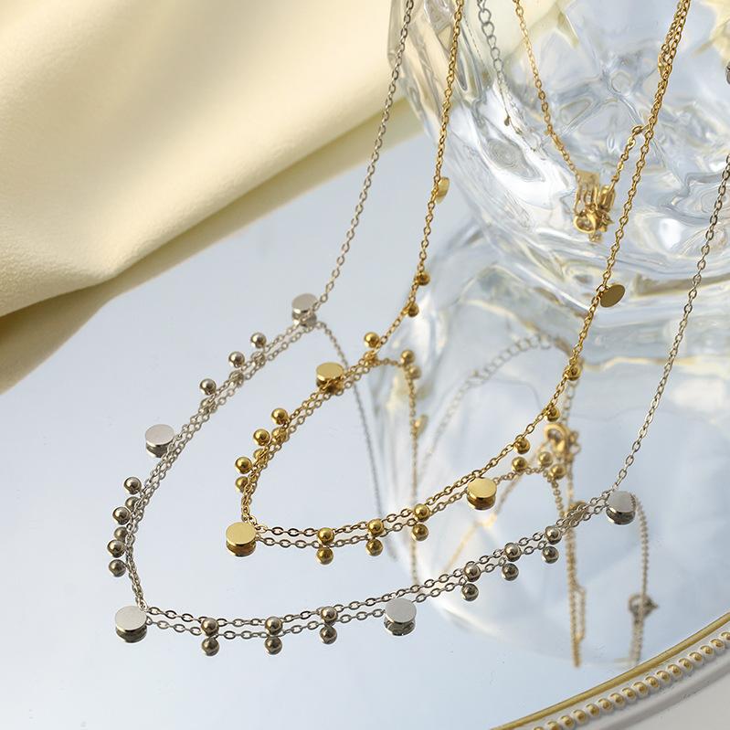 Versatile Titanium Steel Women'S Light Luxury Niche Clavicle Chain Small Disc Shines Personalized Annual Tide Accessories