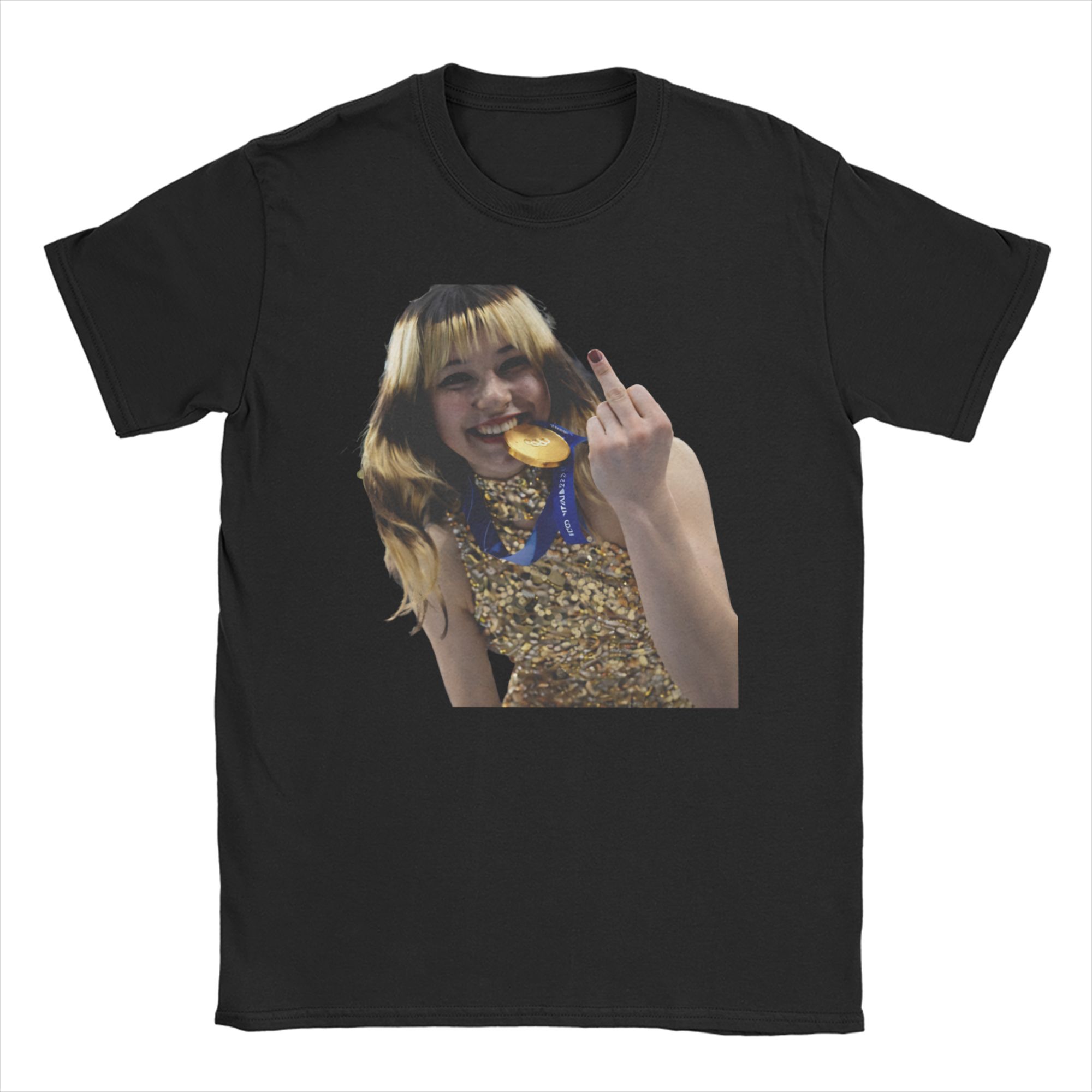 

Gold Winner Games Alysa Liu T-Shirts for Unisex Women Round Neck 100% Cotton T Shirt Short Sleeve Tee Shirt 4XL 5XL 6XL Clothing S
