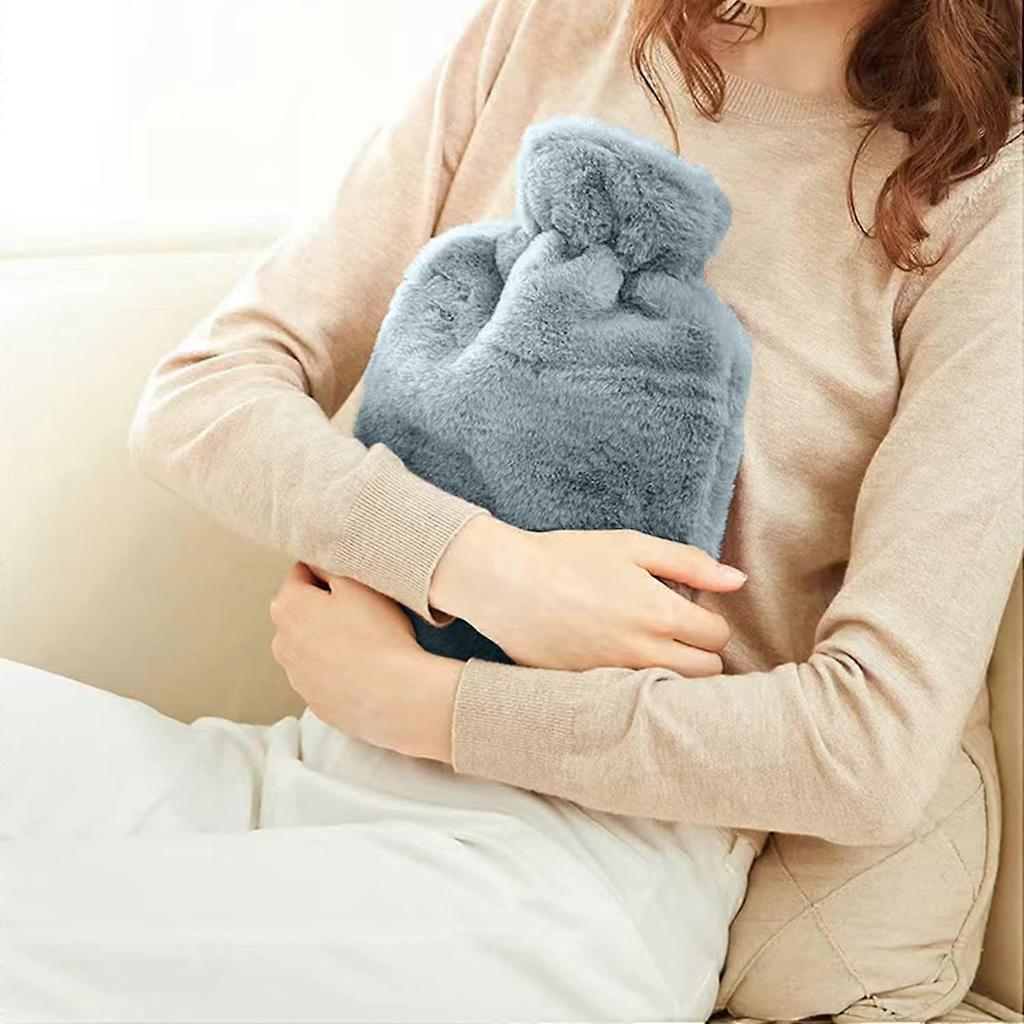 Hot Water Bottle with Fluffy Cover-Soft Luxury, 1.8L Large Hot Water Bottle As Great Gift for Women and Men, Warm Hot Water Bag