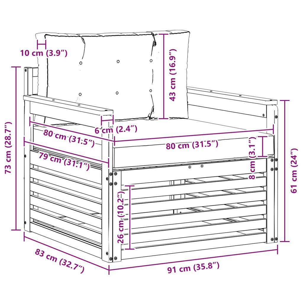 Outdoor Sofa Solid Acacia Wood and Polyester