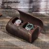 Retro Crazy Horse Leather Watch Box: Portable Travel Storage for Couples