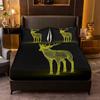 Elk Pattern Fitted Sheet with 2 Pillowcases Forest Deer Wild Animals Bedding Sets Kids Teens Bedroom Bed Cover King Queen Size
