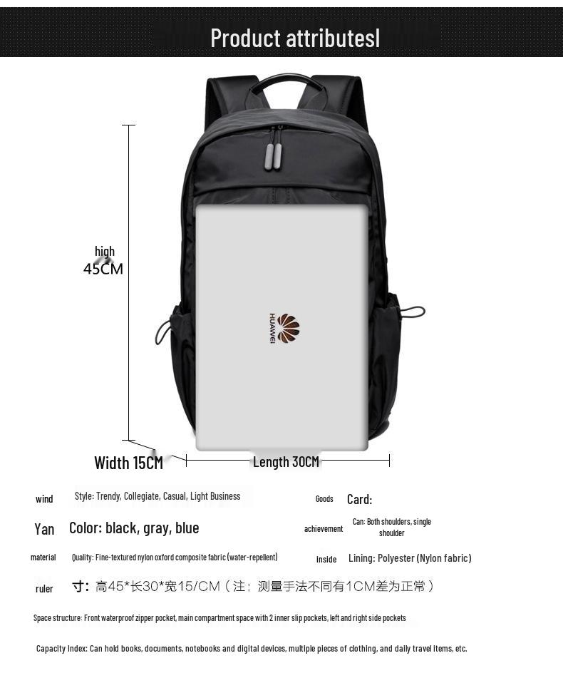 Men's Business Casual Waterproof Backpack with Logo Printing - Multi-Functional Travel and School Laptop Bag.