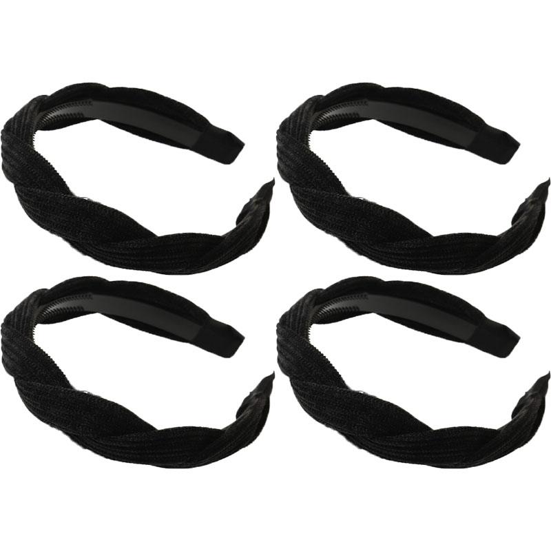 New Simple Wide Side Edge Fabric Hair Band Women Fashion Korean Retro Braided Headband Solid Knot Hoop Girls Hair Accessories