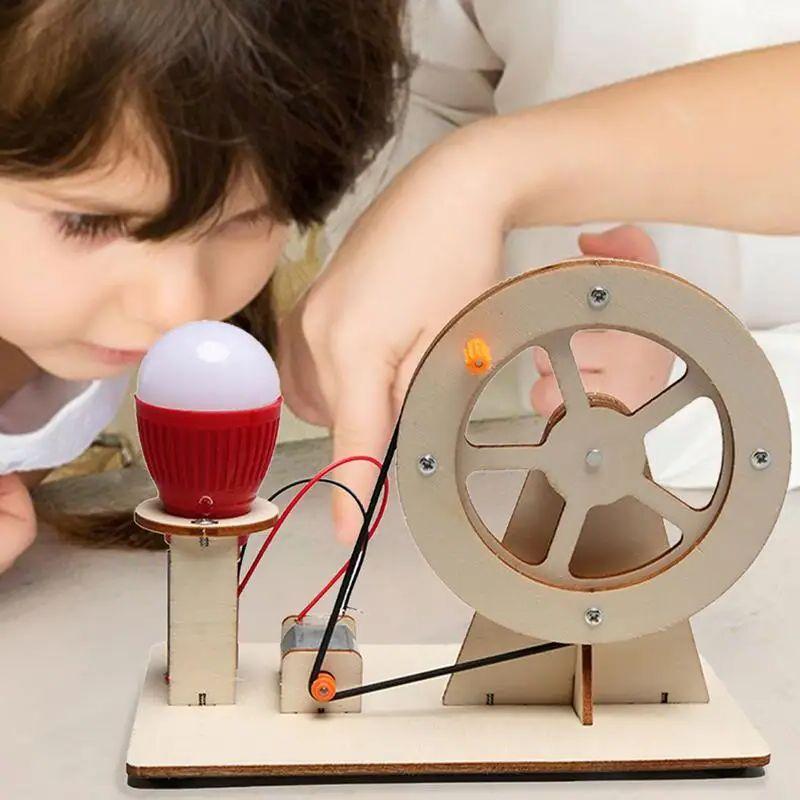 Diy Wooden Hand Cranked Generator Children'S Science Toy Fun Stem Puzzle Physics Experiment Set Children'S Education Toy