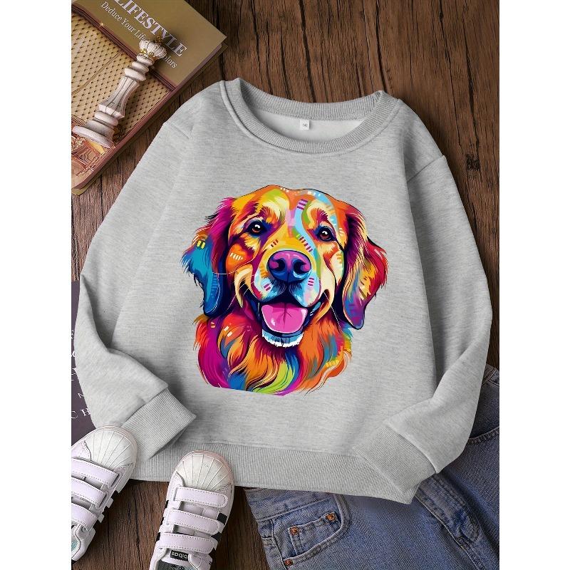 European sizes Kids' Stylish Round-Neck Sweatshirt, Casual Print Top