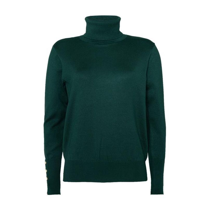 

House Autumn and Winter New Arrival Export European and American plus Size Women s Clothes Turtleneck Long Sleeves Pullover Sweater Base Knitwear Dark green Bust size 90-100